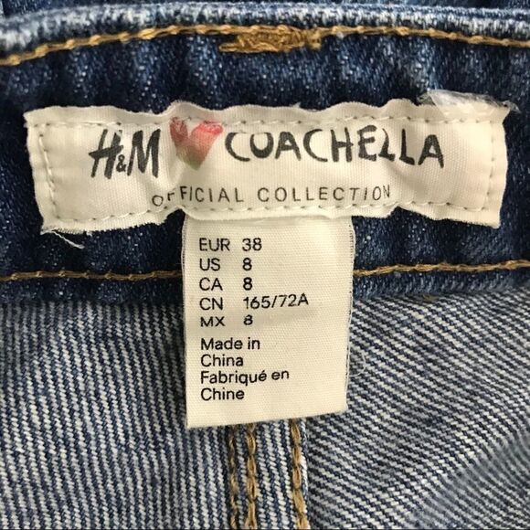 H&M Coachella denim jean shorts with red roses-8 - Picture 9 of 10